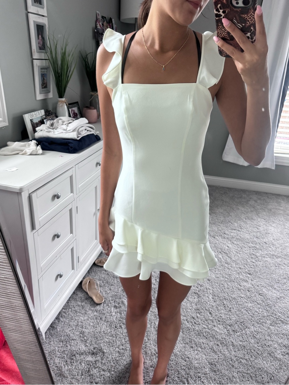 BCBGeneration White Ruffle-Detail Mini Dress - Picture 4 of 7